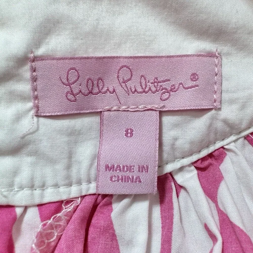 Lilly Pulitzer Adrianna Daquari Pin Sundress Girl 8‎ Pink White Floral Hawaiian